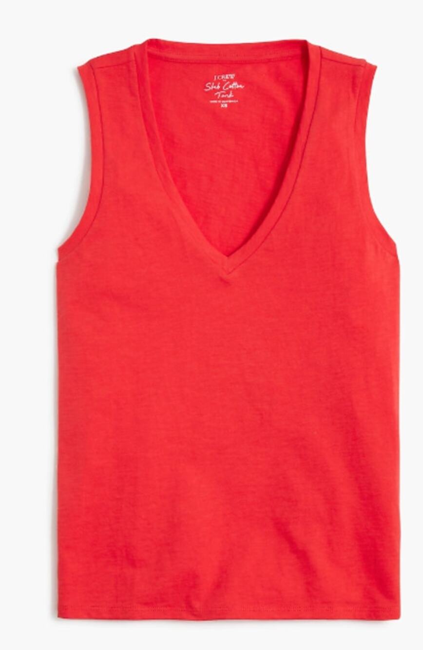 NWT J.Crew Factory Vintage Slub Cotton V-Neck Tank Top Red Size Small BY949